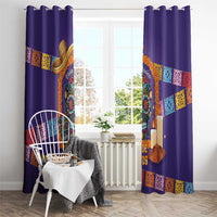 Mexico Day Of The Dead Window Curtain Sombrero Sugar Skull Marigold Pan De Muerto - Wonder Print Shop