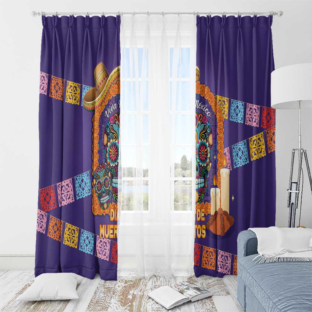 Mexico Day Of The Dead Window Curtain Sombrero Sugar Skull Marigold Pan De Muerto - Wonder Print Shop
