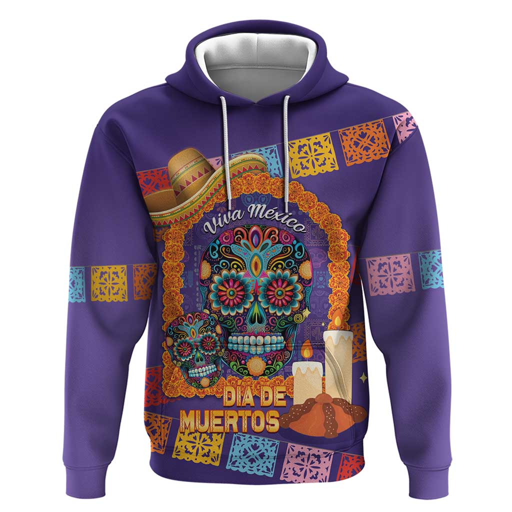 Mexico Day Of The Dead Zip Hoodie Sombrero Sugar Skull Marigold Pan De Muerto - Wonder Print Shop