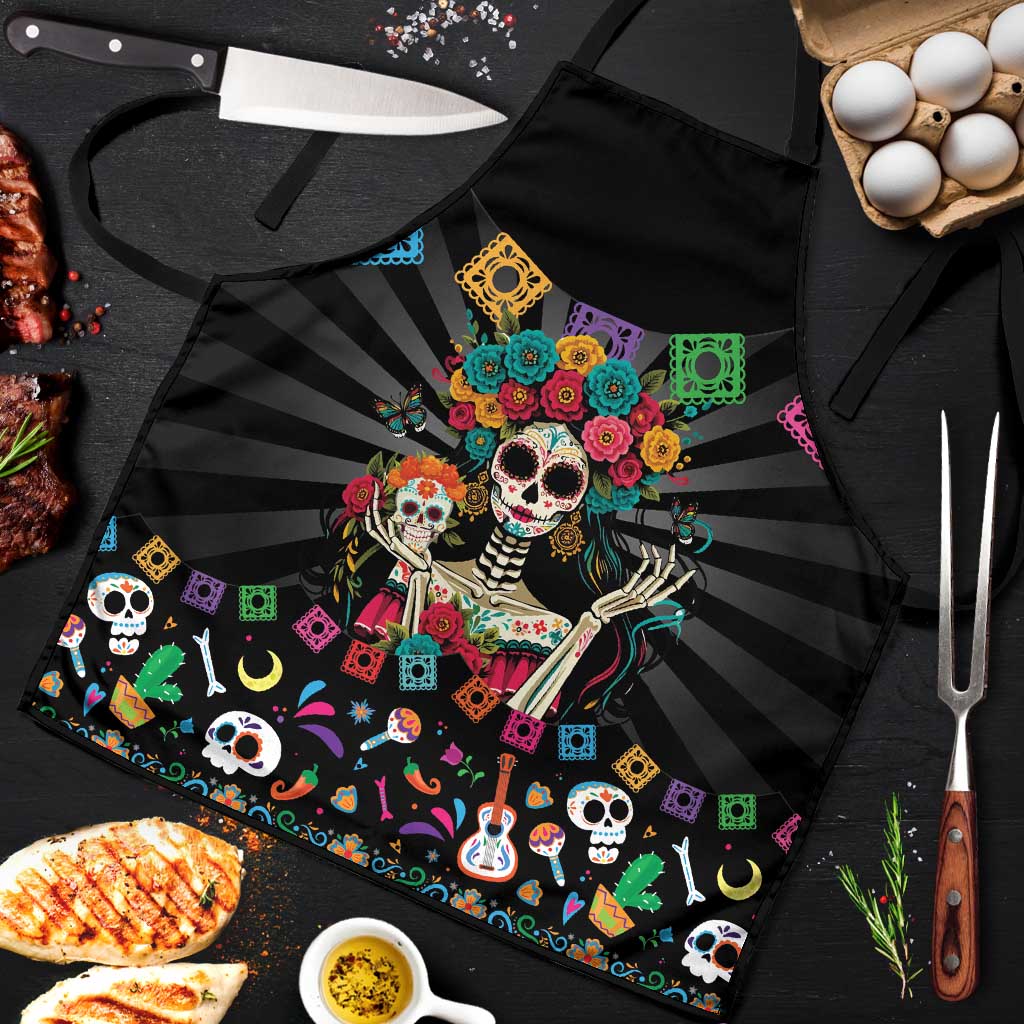 Mexican La Catrina Apron Viva Mexico Dia De Muertos - Wonder Print Shop