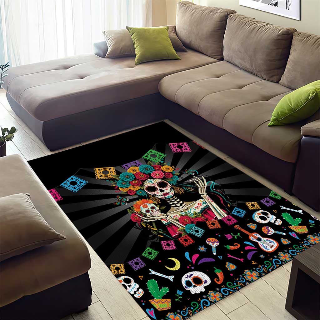Mexican La Catrina Area Rug Viva Mexico Dia De Muertos - Wonder Print Shop