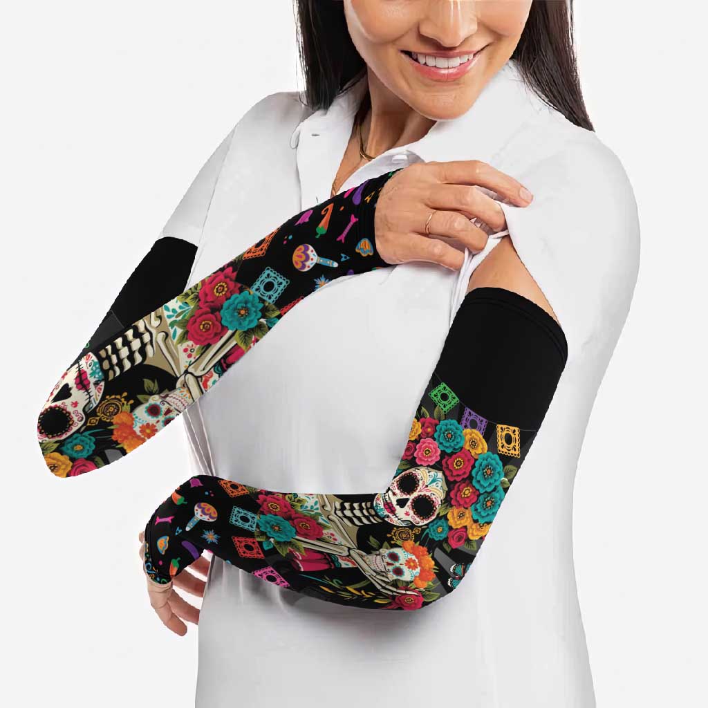 Mexican La Catrina Arm Sleeves Viva Mexico Dia De Muertos - Wonder Print Shop