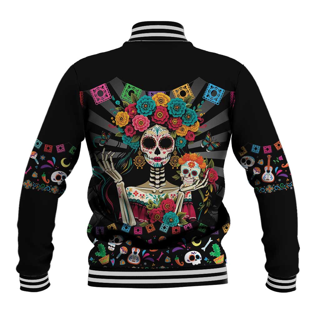 Mexican La Catrina Baseball Jacket Viva Mexico Dia De Muertos - Wonder Print Shop