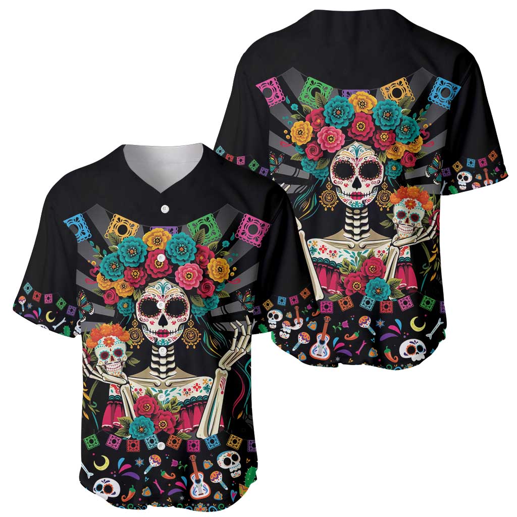 Mexican La Catrina Baseball Jersey Viva Mexico Dia De Muertos - Wonder Print Shop