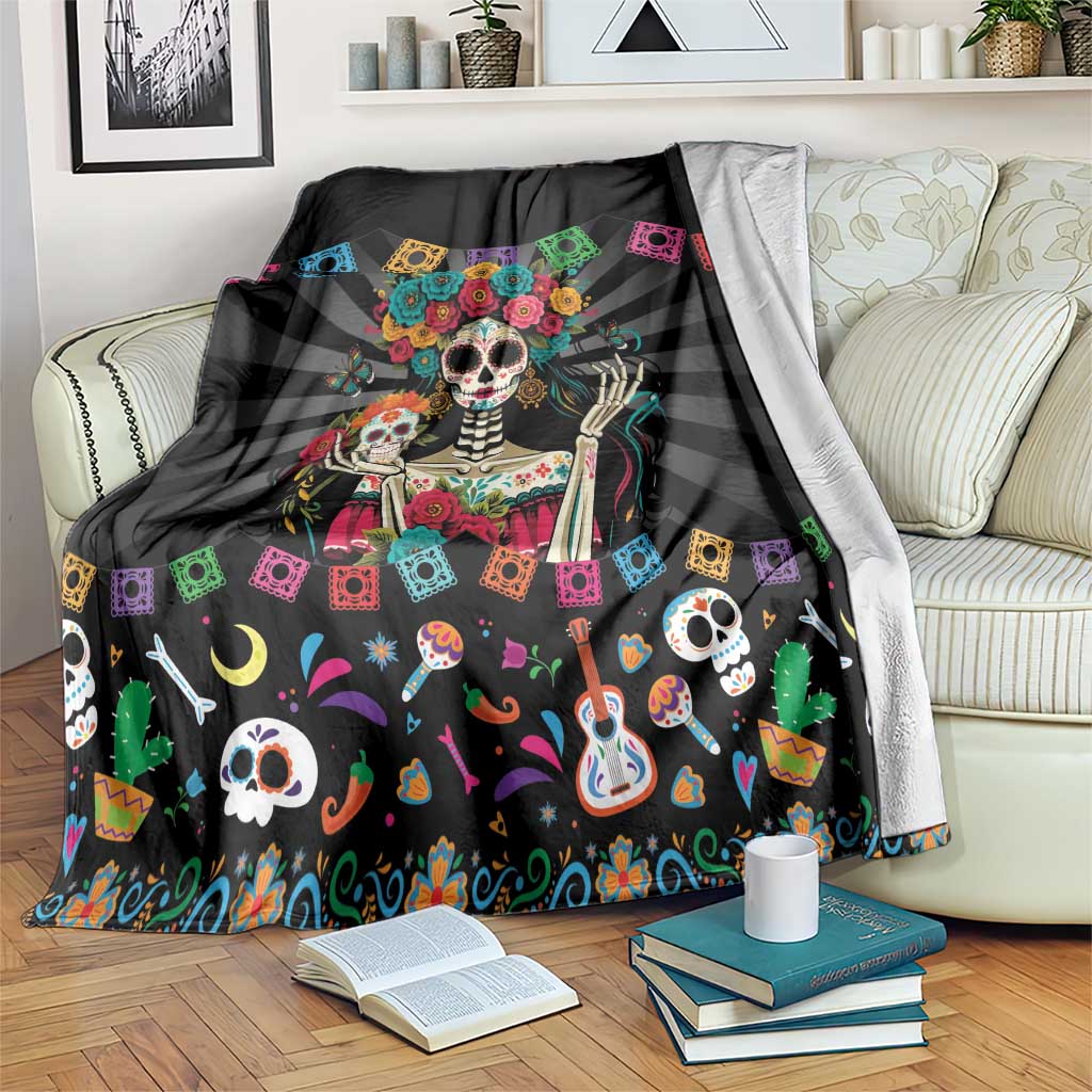 Mexican La Catrina Blanket Viva Mexico Dia De Muertos - Wonder Print Shop