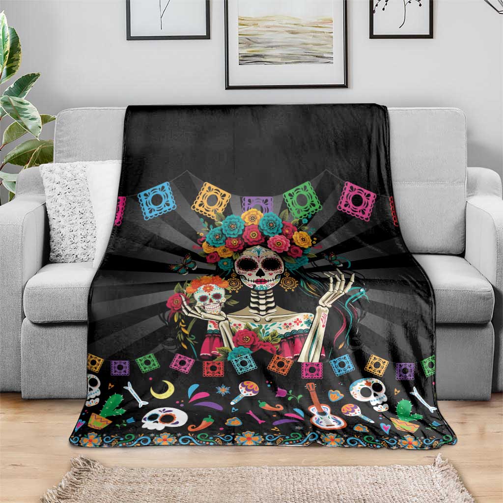 Mexican La Catrina Blanket Viva Mexico Dia De Muertos - Wonder Print Shop
