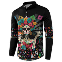 Mexican La Catrina Button Sweatshirt Viva Mexico Dia De Muertos - Wonder Print Shop