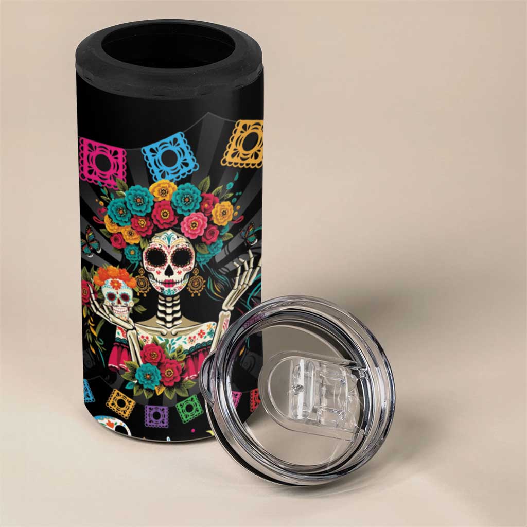 Mexican La Catrina 4 in 1 Can Cooler Tumbler Viva Mexico Dia De Muertos - Wonder Print Shop