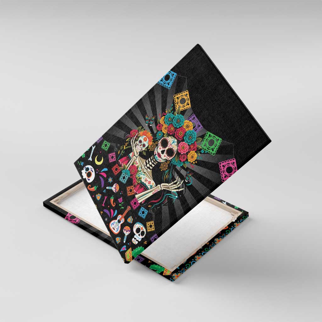 Mexican La Catrina Canvas Wall Art Viva Mexico Dia De Muertos - Wonder Print Shop