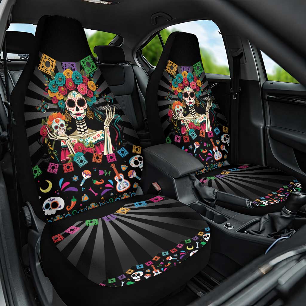 Mexican La Catrina Car Seat Cover Viva Mexico Dia De Muertos - Wonder Print Shop