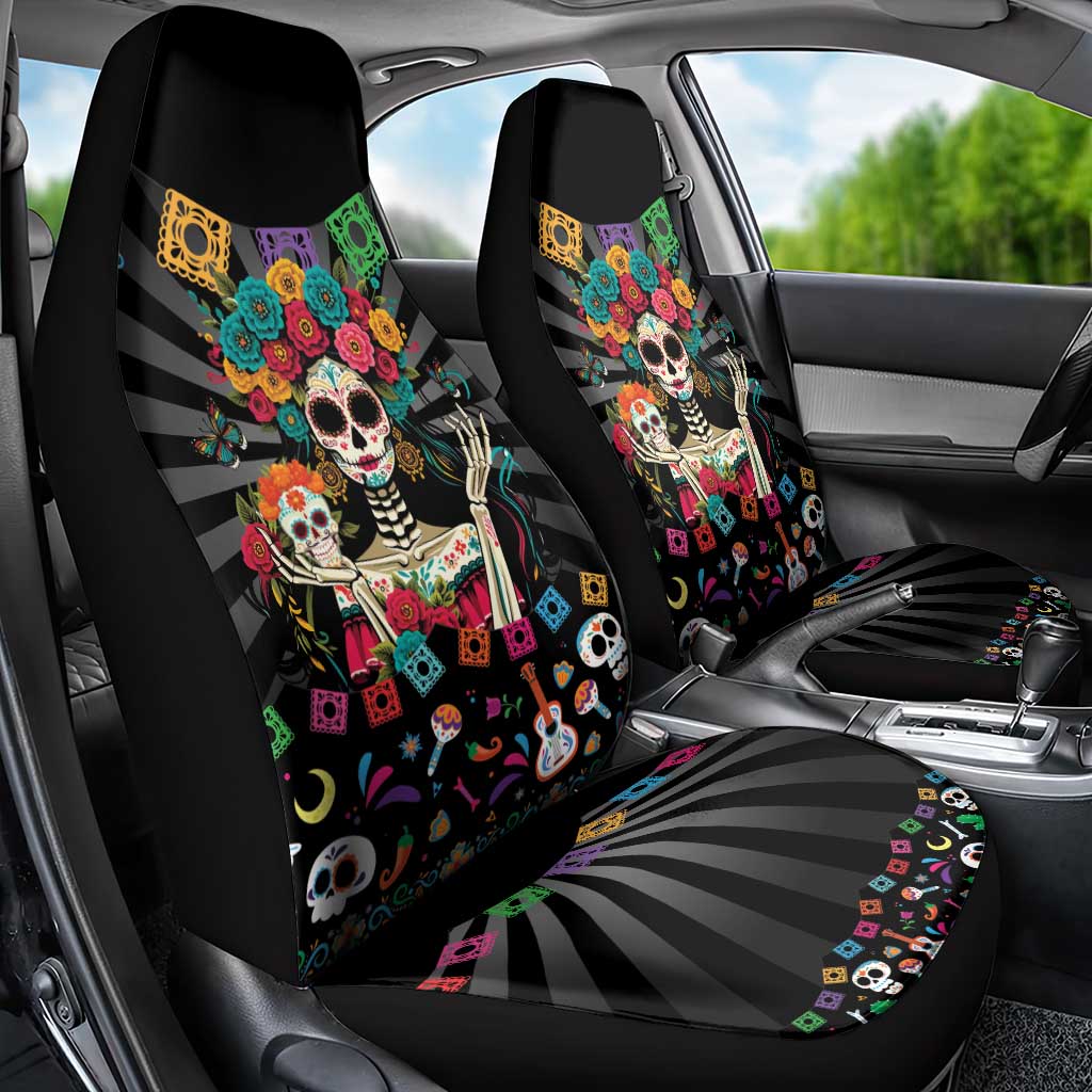 Mexican La Catrina Car Seat Cover Viva Mexico Dia De Muertos - Wonder Print Shop
