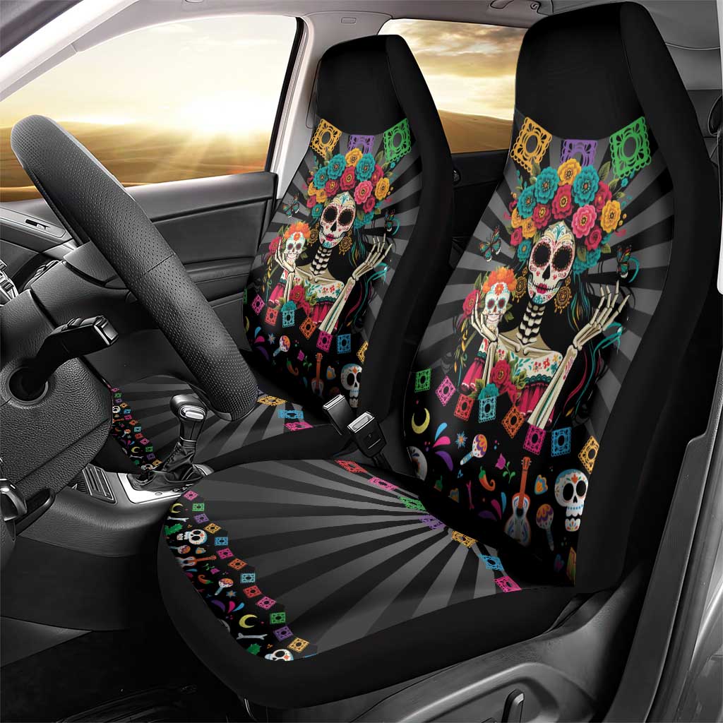 Mexican La Catrina Car Seat Cover Viva Mexico Dia De Muertos - Wonder Print Shop