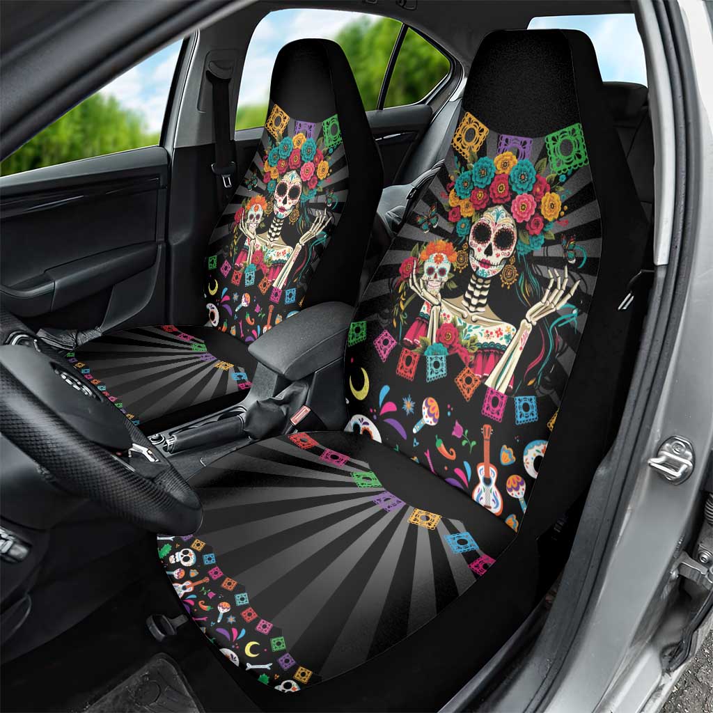 Mexican La Catrina Car Seat Cover Viva Mexico Dia De Muertos - Wonder Print Shop