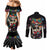 Mexican La Catrina Couples Matching Mermaid Dress and Long Sleeve Button Shirt Viva Mexico Dia De Muertos - Wonder Print Shop