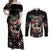 Mexican La Catrina Couples Matching Off Shoulder Maxi Dress and Long Sleeve Button Shirt Viva Mexico Dia De Muertos - Wonder Print Shop