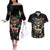 Mexican La Catrina Couples Matching Off The Shoulder Long Sleeve Dress and Hawaiian Shirt Viva Mexico Dia De Muertos - Wonder Print Shop