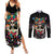 Mexican La Catrina Couples Matching Summer Maxi Dress and Long Sleeve Button Shirt Viva Mexico Dia De Muertos - Wonder Print Shop