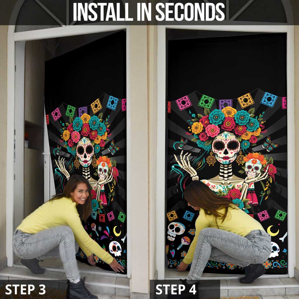 Mexican La Catrina Door Cover Viva Mexico Dia De Muertos - Wonder Print Shop