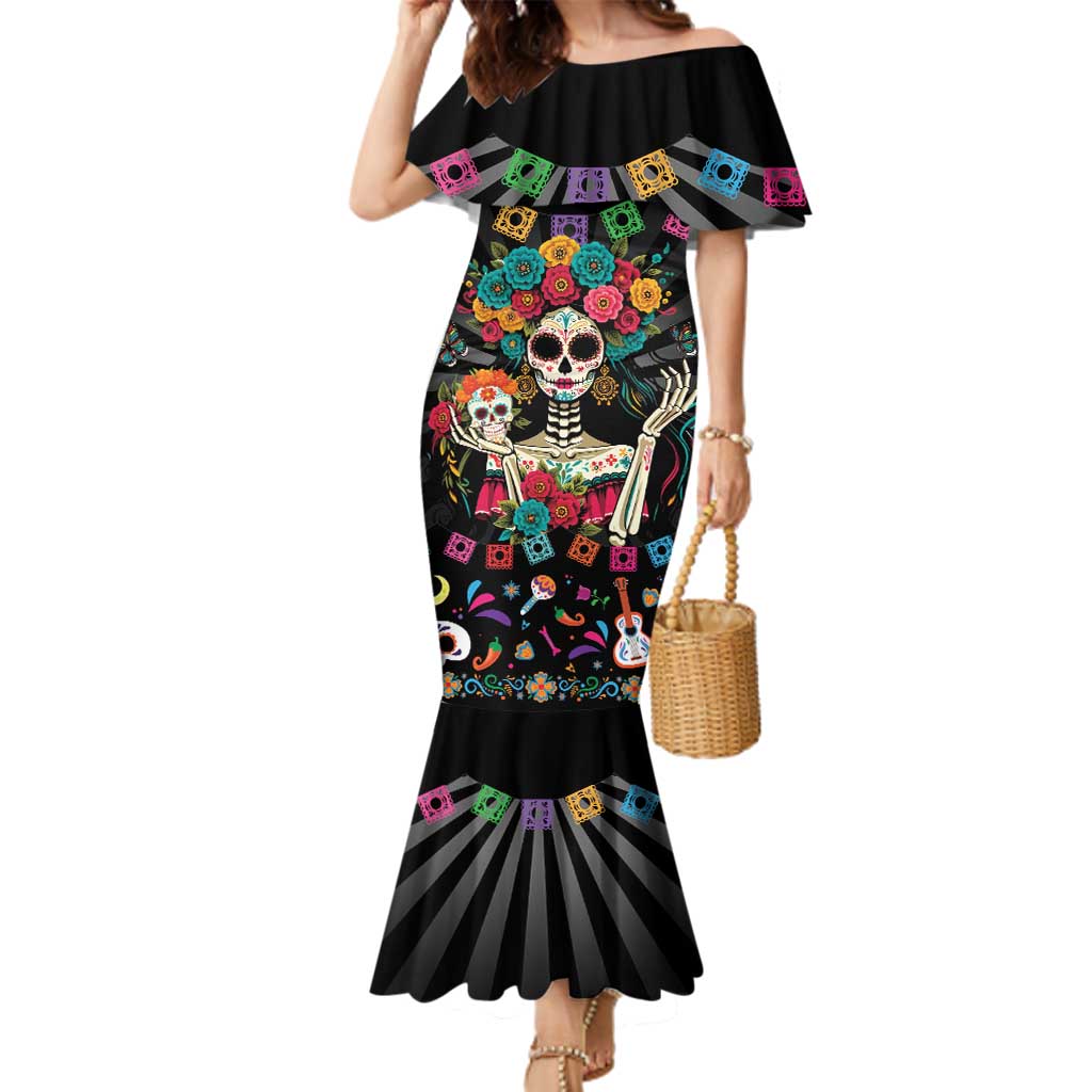 Mexican La Catrina Family Matching Mermaid Dress and Hawaiian Shirt Viva Mexico Dia De Muertos - Wonder Print Shop