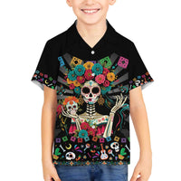 Mexican La Catrina Family Matching Off The Shoulder Long Sleeve Dress and Hawaiian Shirt Viva Mexico Dia De Muertos - Wonder Print Shop
