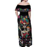 Mexican La Catrina Family Matching Off Shoulder Maxi Dress and Hawaiian Shirt Viva Mexico Dia De Muertos - Wonder Print Shop