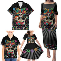 Mexican La Catrina Family Matching Puletasi and Hawaiian Shirt Viva Mexico Dia De Muertos - Wonder Print Shop