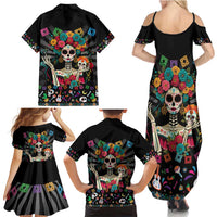 Mexican La Catrina Family Matching Summer Maxi Dress and Hawaiian Shirt Viva Mexico Dia De Muertos - Wonder Print Shop