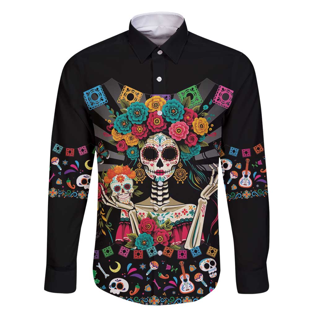 Mexican La Catrina Family Matching Summer Maxi Dress and Hawaiian Shirt Viva Mexico Dia De Muertos - Wonder Print Shop