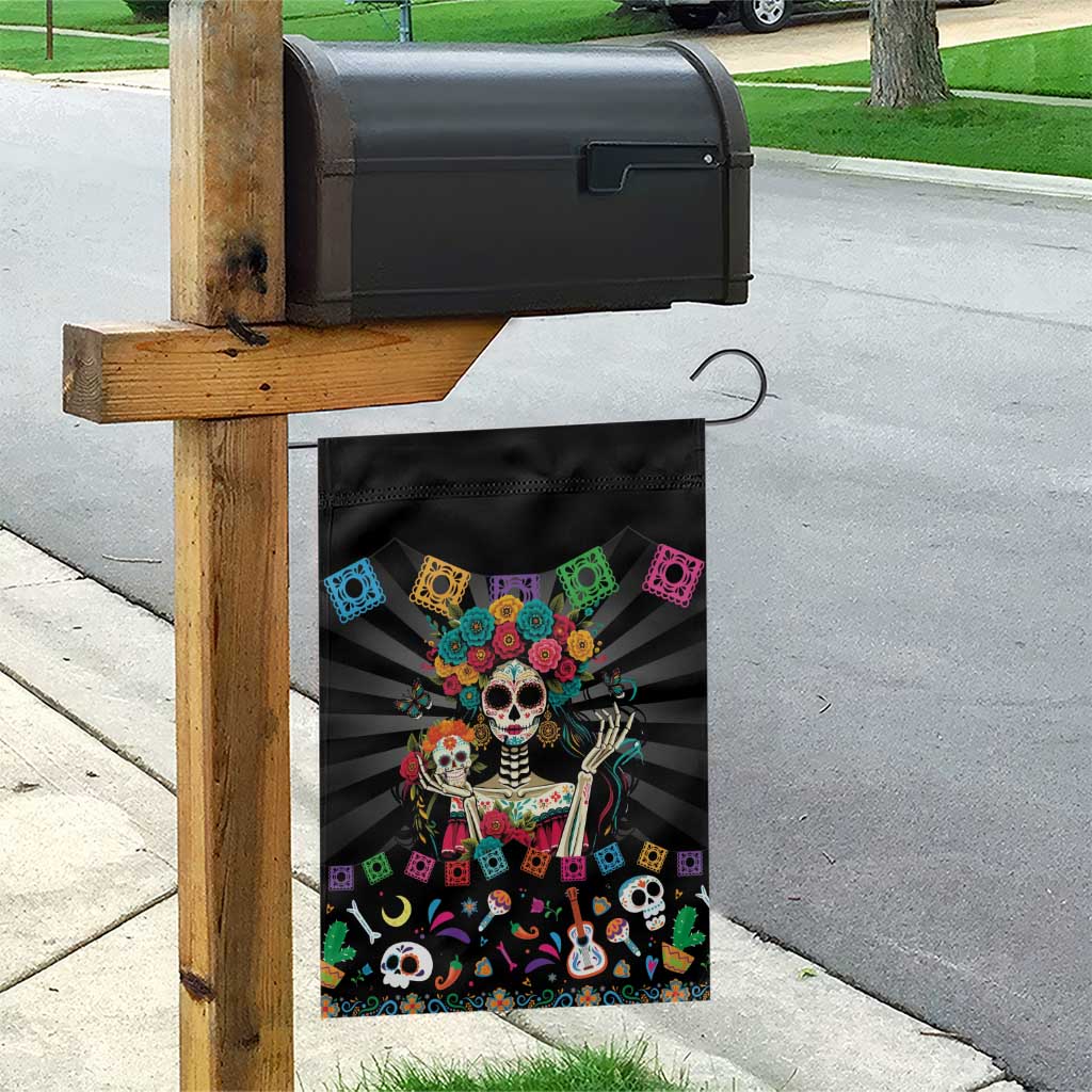 Mexican La Catrina Garden Flag Viva Mexico Dia De Muertos - Wonder Print Shop