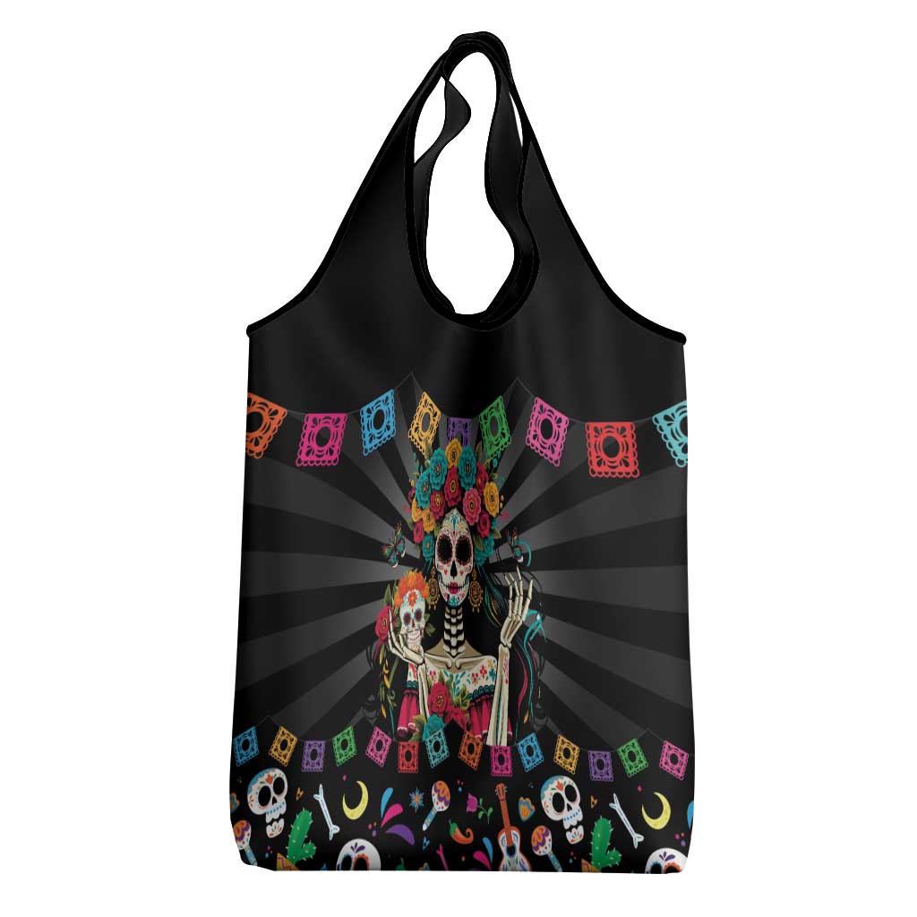 Mexican La Catrina Grocery Bag Viva Mexico Dia De Muertos - Wonder Print Shop
