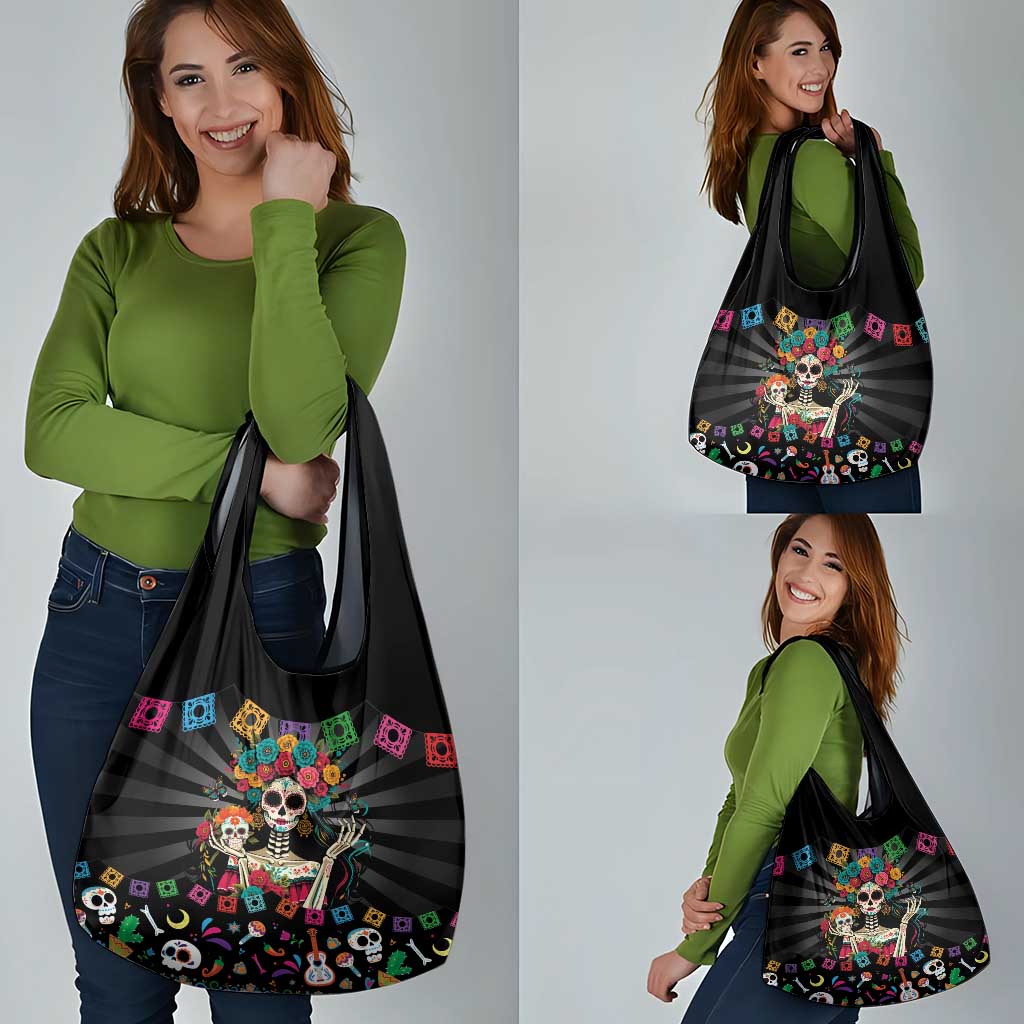 Mexican La Catrina Grocery Bag Viva Mexico Dia De Muertos - Wonder Print Shop