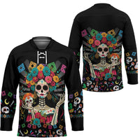 Mexican La Catrina Hockey Jersey Viva Mexico Dia De Muertos - Wonder Print Shop