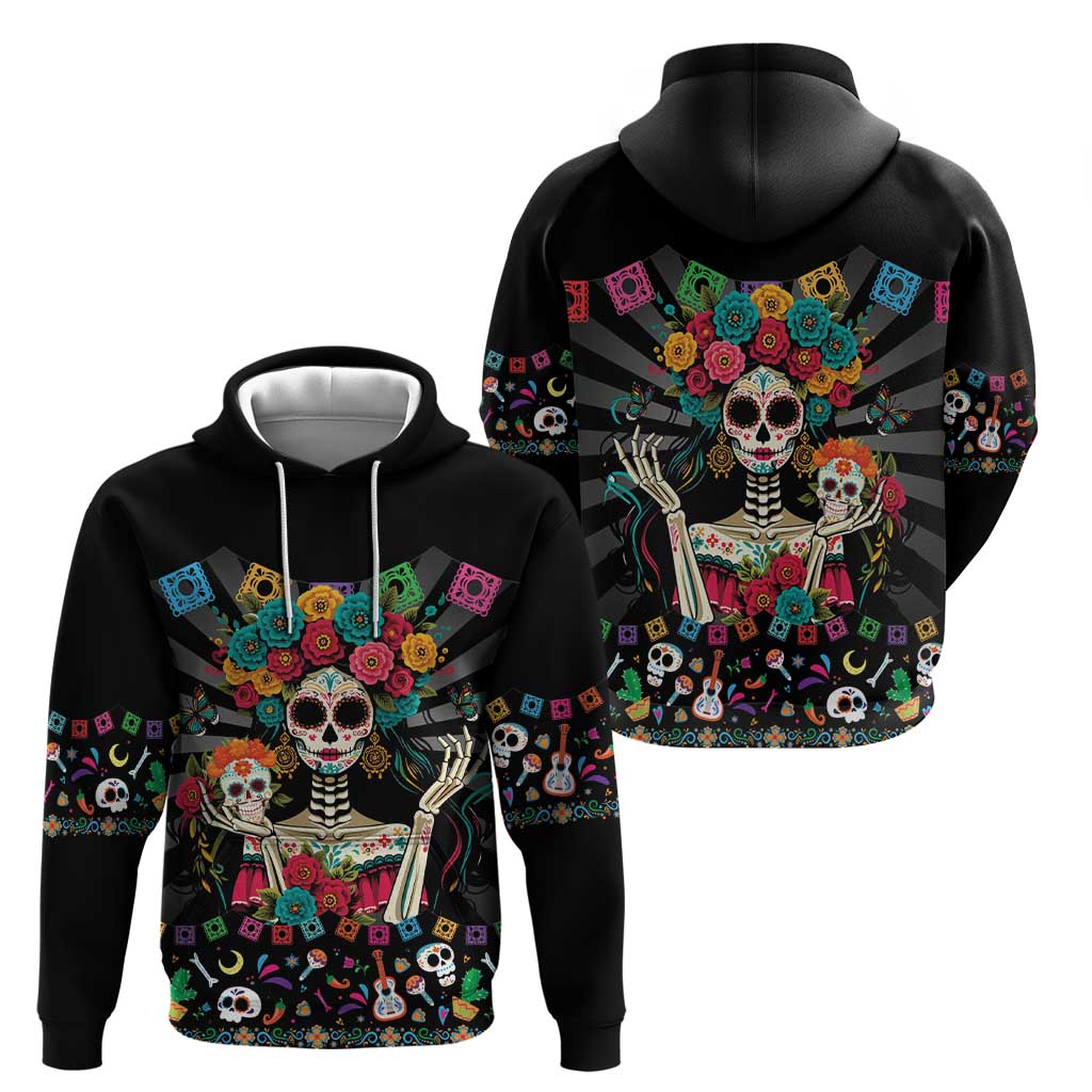 Mexican La Catrina Hoodie Viva Mexico Dia De Muertos - Wonder Print Shop