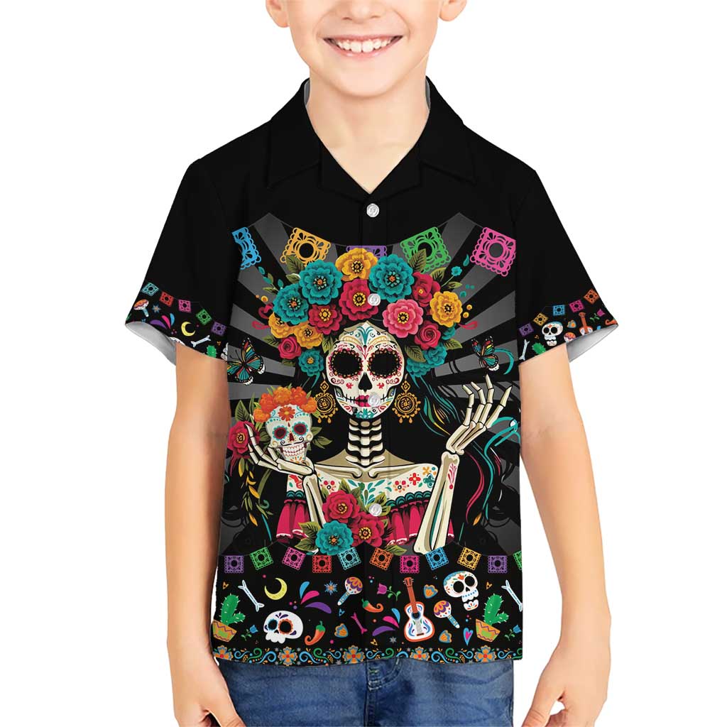 Mexican La Catrina Kid Hawaiian Shirt Viva Mexico Dia De Muertos - Wonder Print Shop