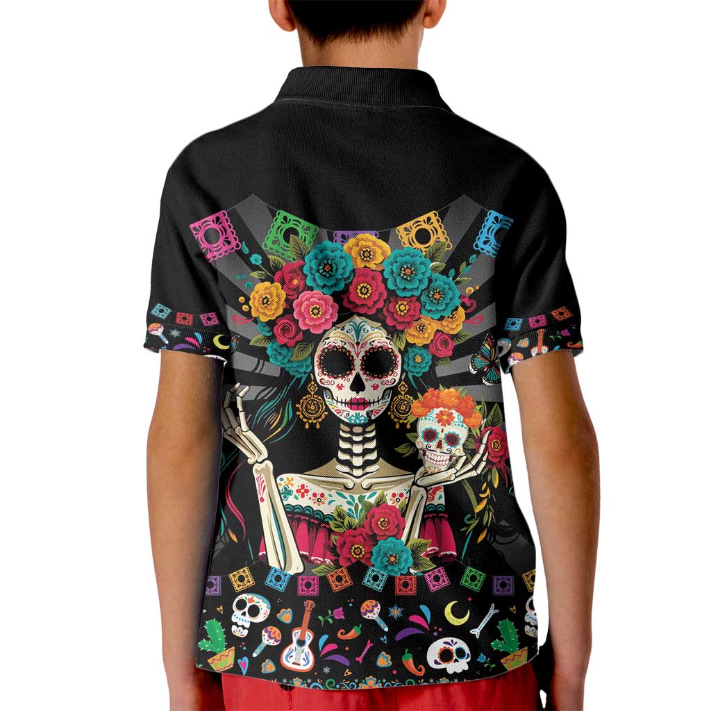 Mexican La Catrina Kid Polo Shirt Viva Mexico Dia De Muertos - Wonder Print Shop