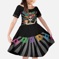 Mexican La Catrina Kid Short Sleeve Dress Viva Mexico Dia De Muertos - Wonder Print Shop