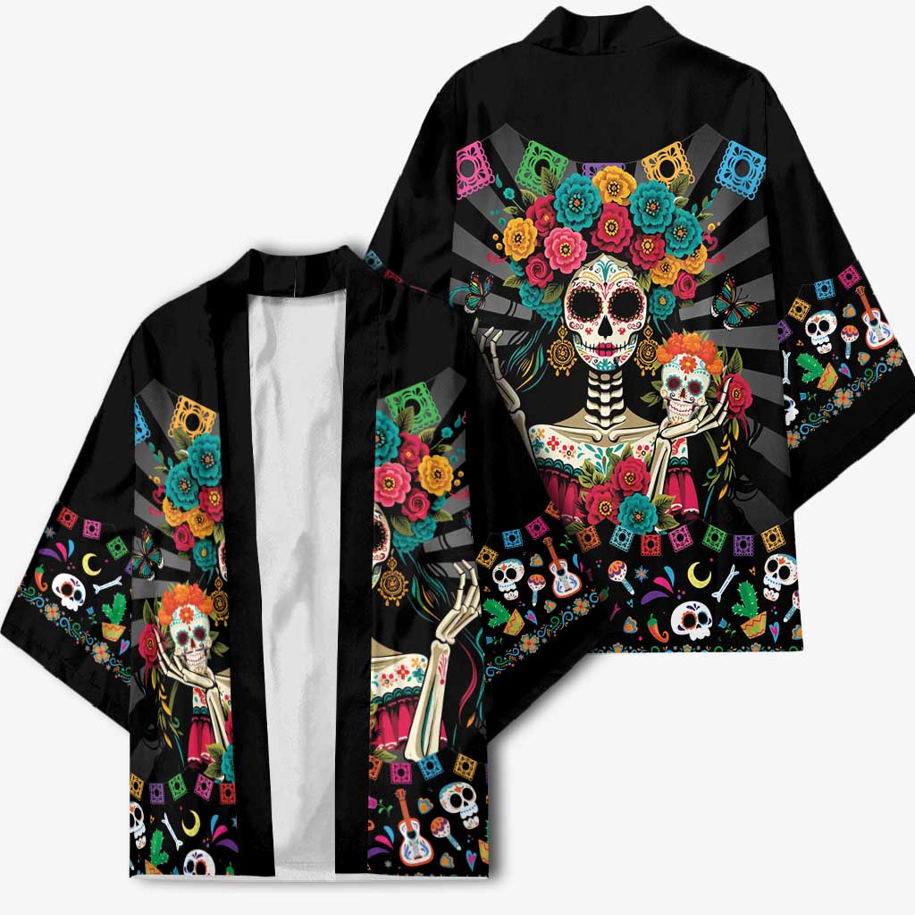 Mexican La Catrina Kimono Viva Mexico Dia De Muertos - Wonder Print Shop