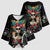 Mexican La Catrina Kimono Sleeve Blouse Viva Mexico Dia De Muertos - Wonder Print Shop