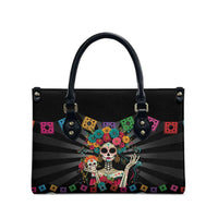 Mexican La Catrina Leather Bag Viva Mexico Dia De Muertos - Wonder Print Shop