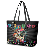 Mexican La Catrina Leather Tote Bag Viva Mexico Dia De Muertos - Wonder Print Shop