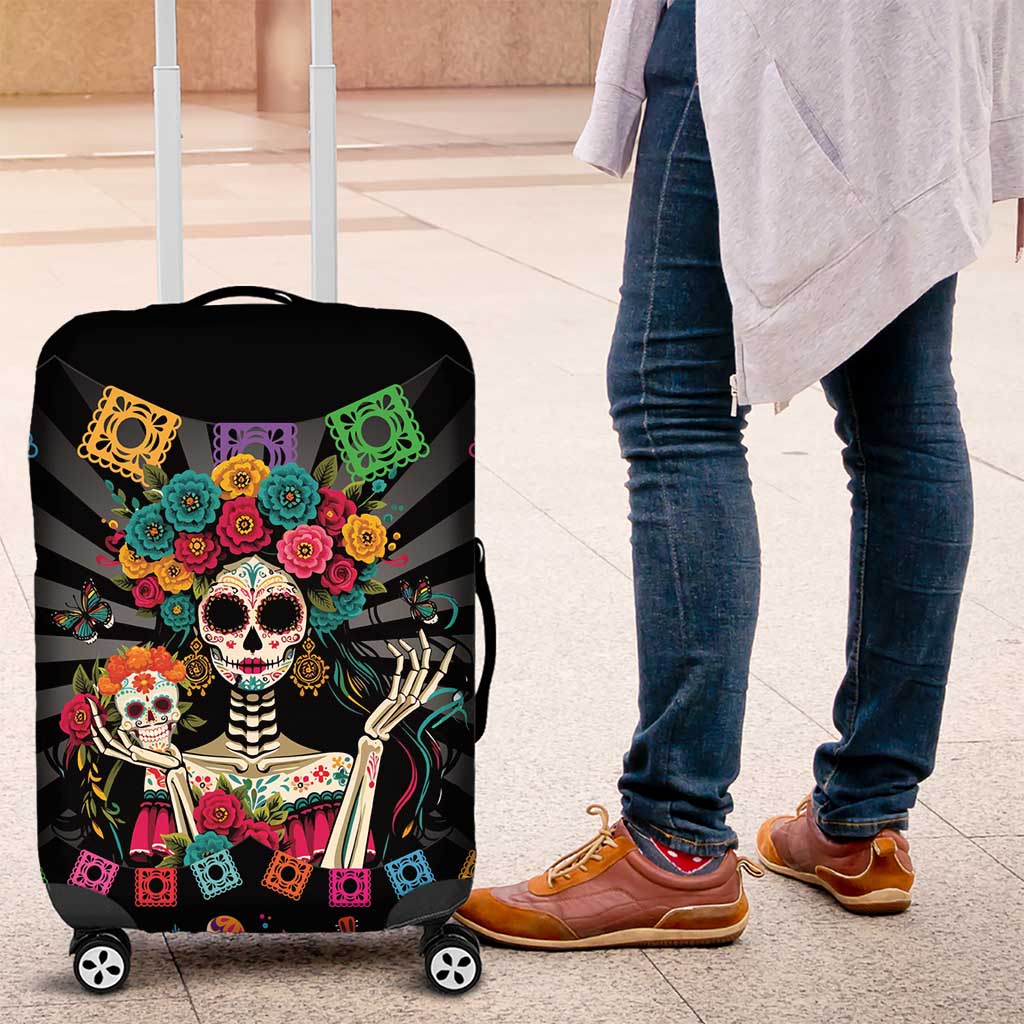Mexican La Catrina Luggage Cover Viva Mexico Dia De Muertos - Wonder Print Shop