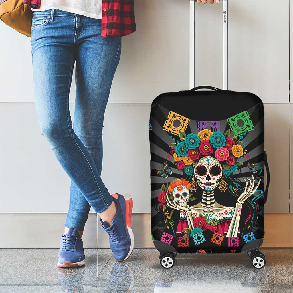 Mexican La Catrina Luggage Cover Viva Mexico Dia De Muertos - Wonder Print Shop