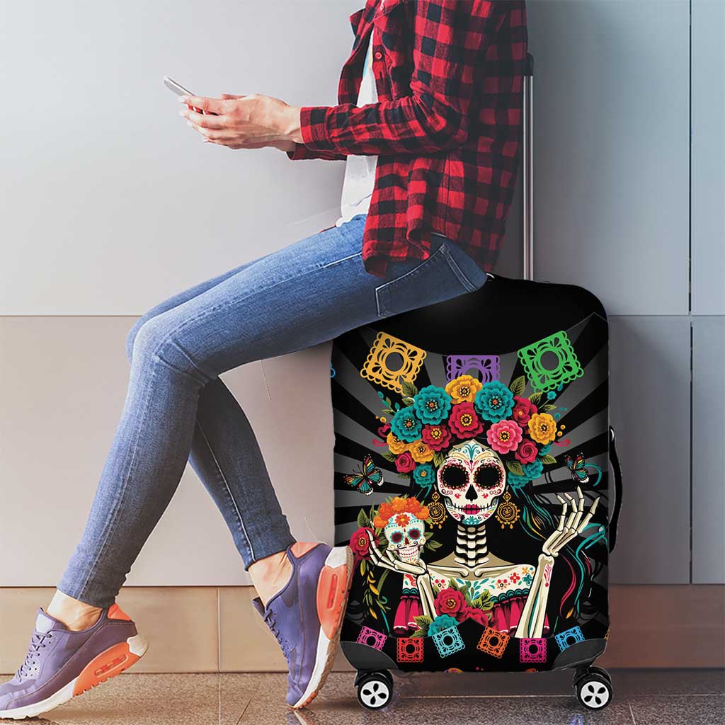 Mexican La Catrina Luggage Cover Viva Mexico Dia De Muertos - Wonder Print Shop