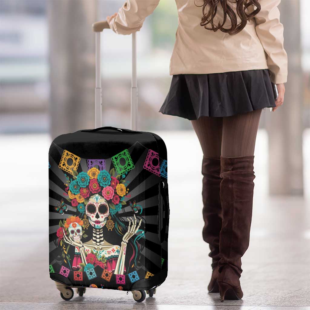 Mexican La Catrina Luggage Cover Viva Mexico Dia De Muertos - Wonder Print Shop