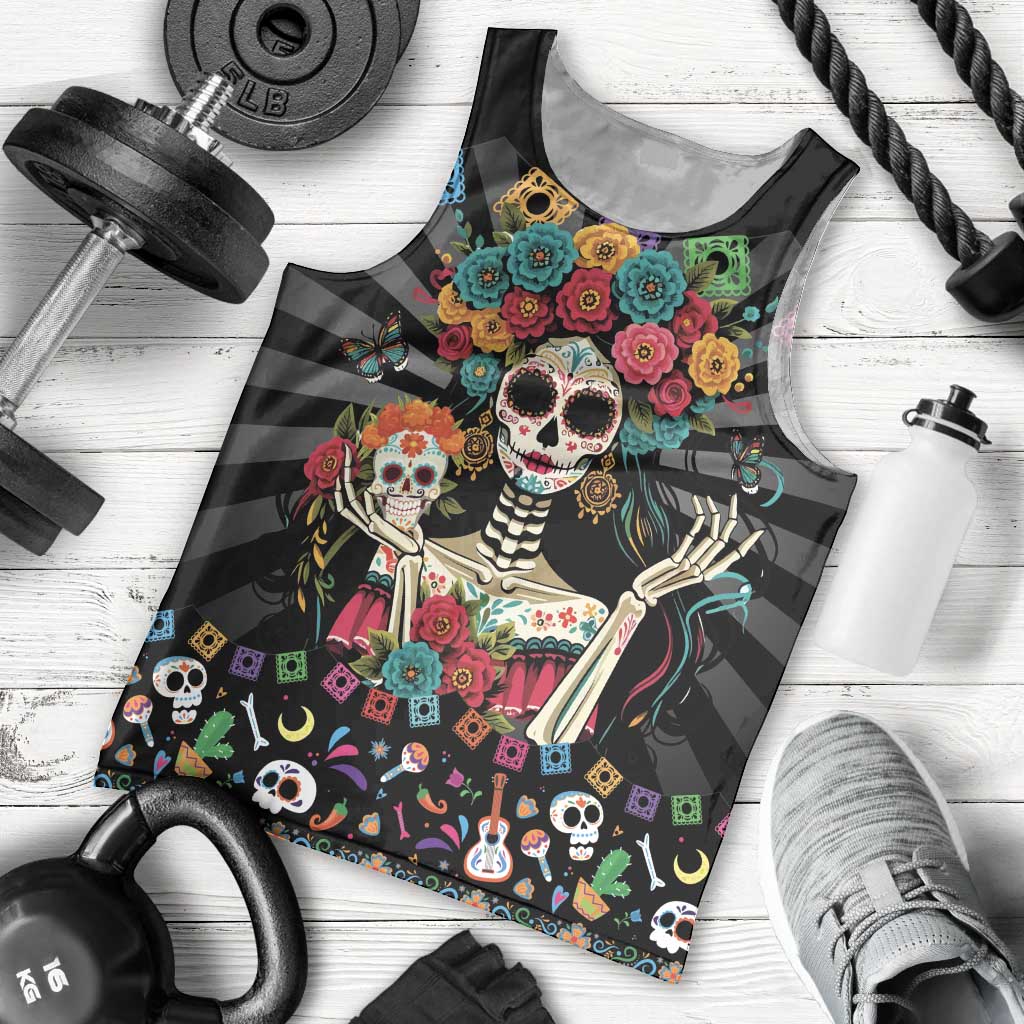 Mexican La Catrina Men Tank Top Viva Mexico Dia De Muertos - Wonder Print Shop