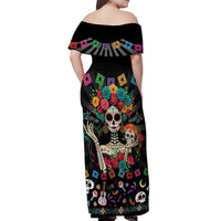 Mexican La Catrina Off Shoulder Maxi Dress Viva Mexico Dia De Muertos - Wonder Print Shop