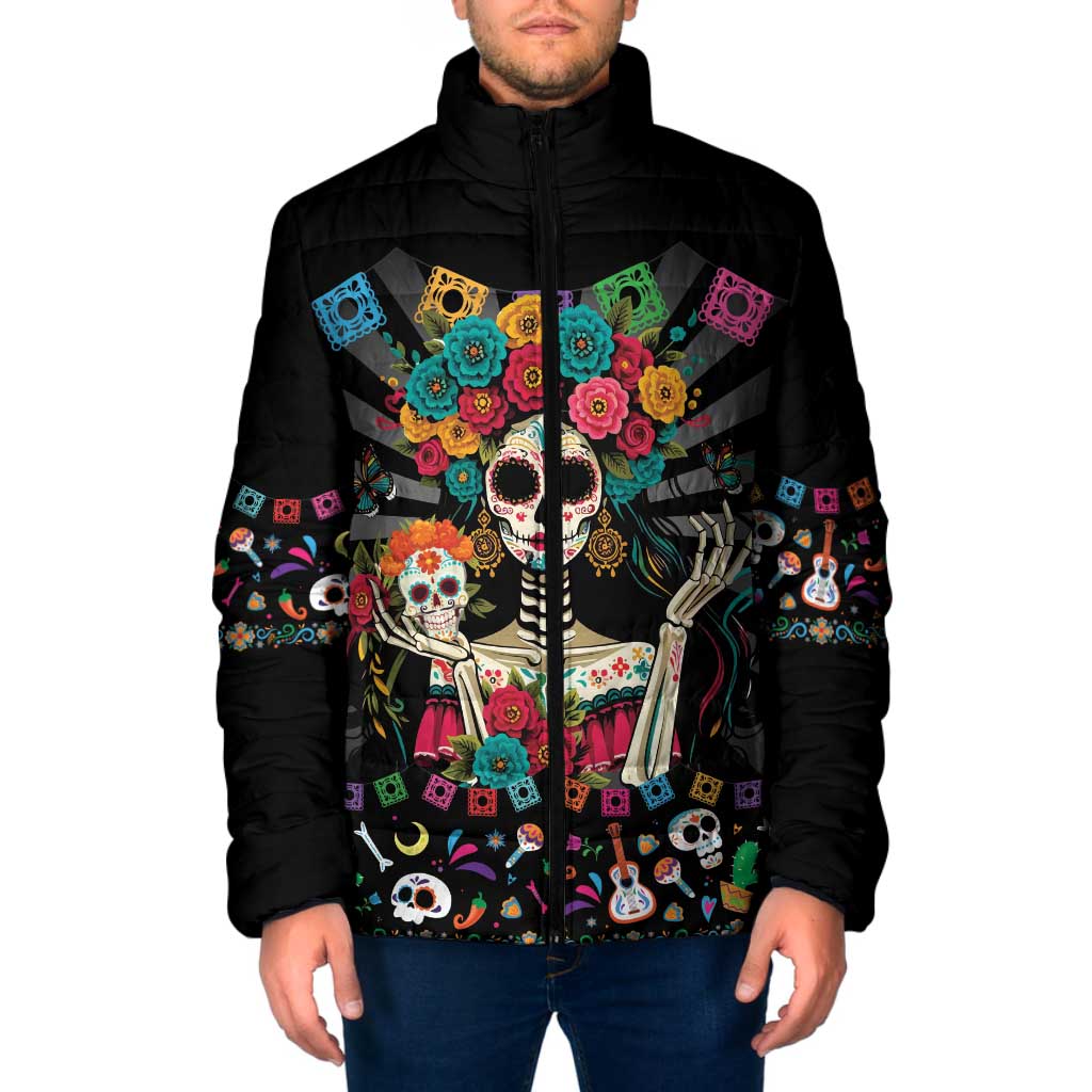 Mexican La Catrina Padded Jacket Viva Mexico Dia De Muertos - Wonder Print Shop