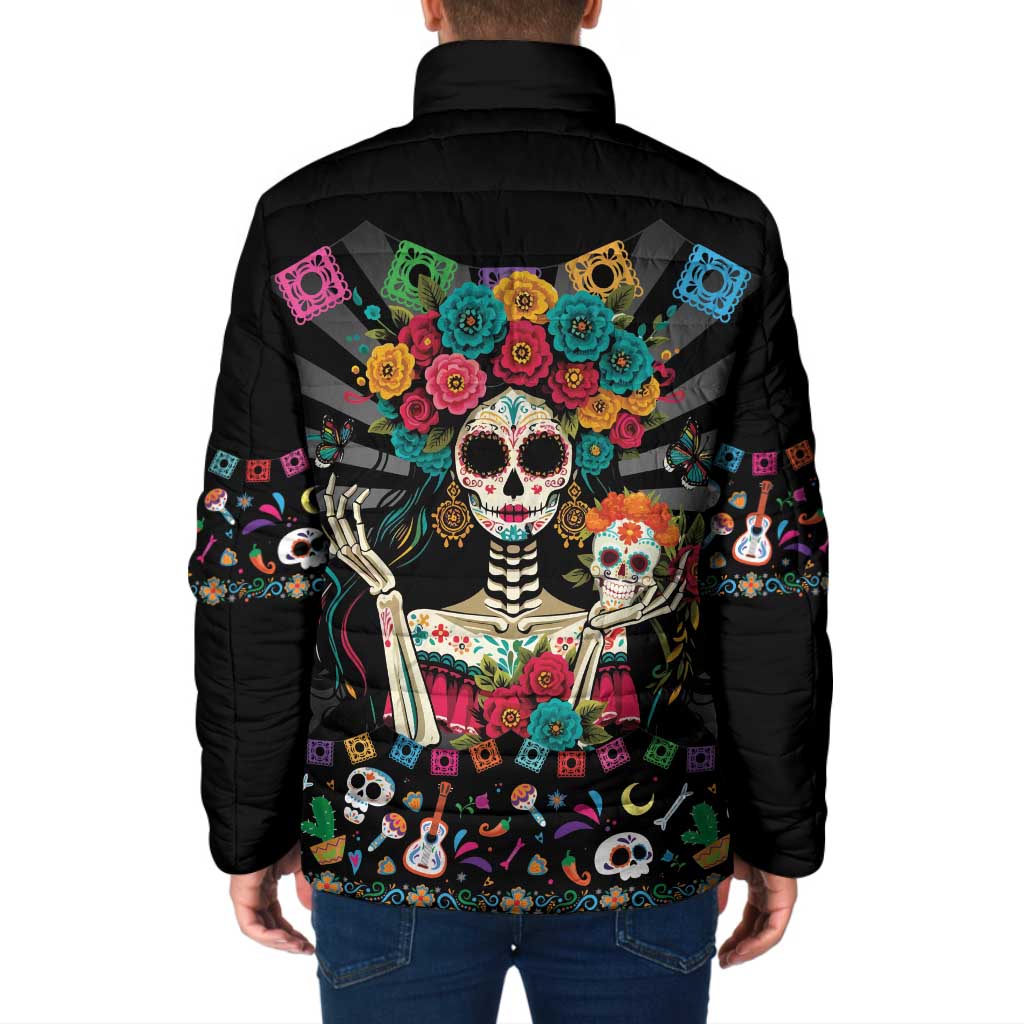 Mexican La Catrina Padded Jacket Viva Mexico Dia De Muertos - Wonder Print Shop