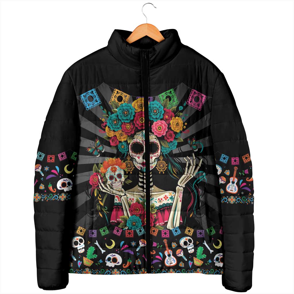 Mexican La Catrina Padded Jacket Viva Mexico Dia De Muertos - Wonder Print Shop