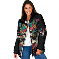 Mexican La Catrina Padded Jacket Viva Mexico Dia De Muertos - Wonder Print Shop